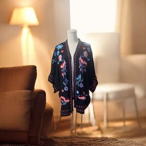 Curations‎ Open Front Embroidered Cardigan SZ M/L